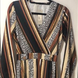 Leopard Striped Midi Dress